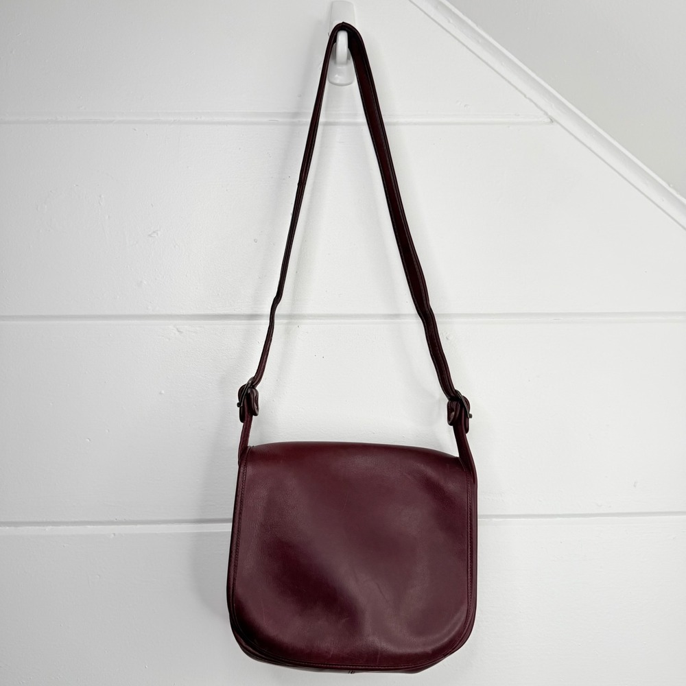 Vintage Frye Saddle Bag Maroon Red Leather Shoulder Purse Satchel